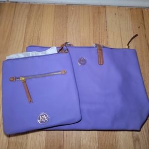 Joy mangano purple leather bags